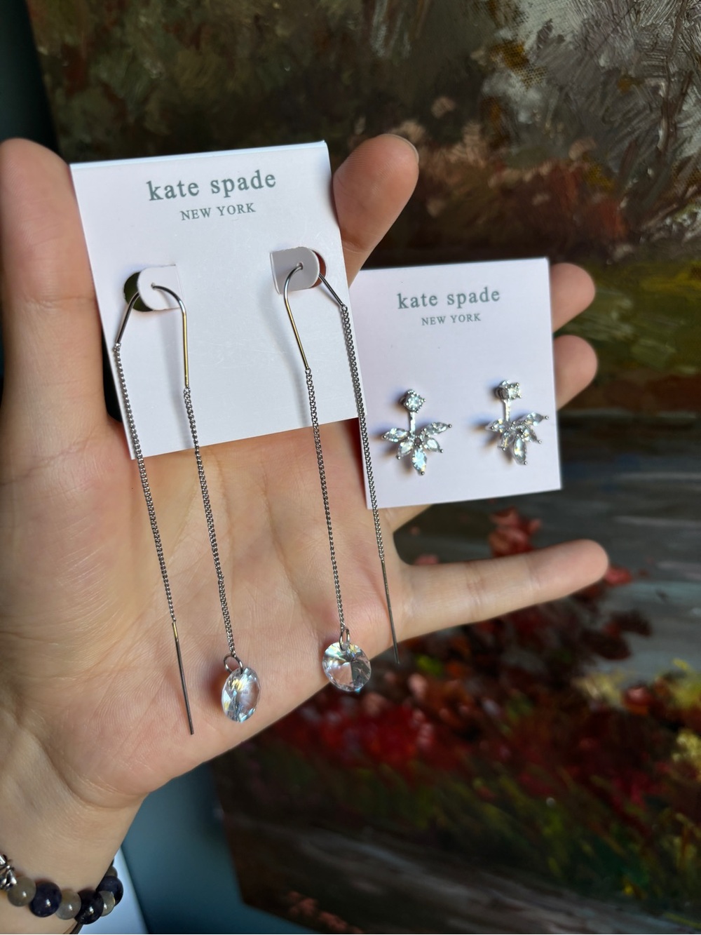 kate spade Silver Crystal Threader Earrings & Crystal Stud Set